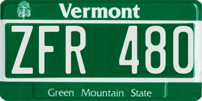VT license plate ZFR480