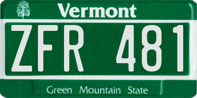 VT license plate ZFR481