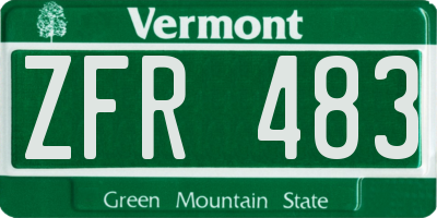 VT license plate ZFR483