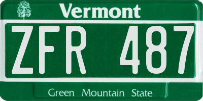 VT license plate ZFR487