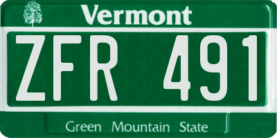 VT license plate ZFR491