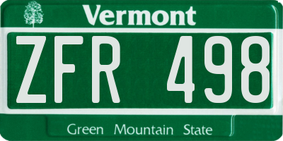 VT license plate ZFR498