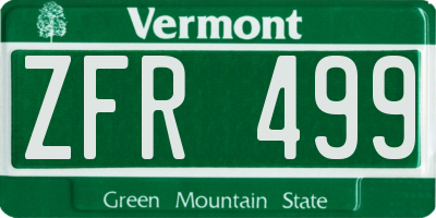 VT license plate ZFR499