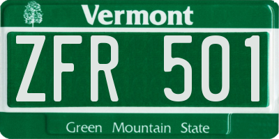 VT license plate ZFR501