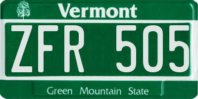 VT license plate ZFR505
