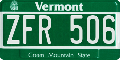 VT license plate ZFR506
