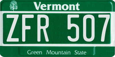 VT license plate ZFR507