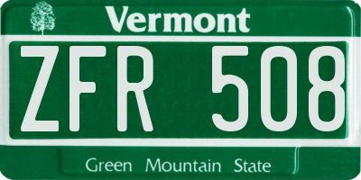 VT license plate ZFR508