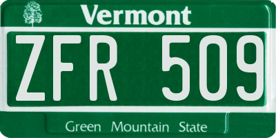 VT license plate ZFR509