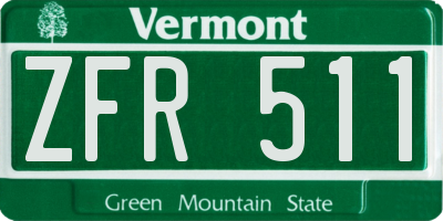VT license plate ZFR511