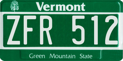 VT license plate ZFR512