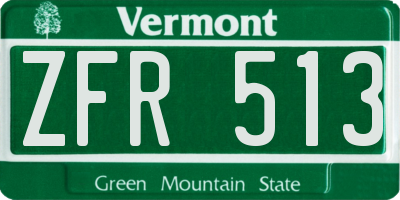VT license plate ZFR513