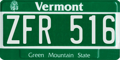 VT license plate ZFR516