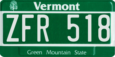 VT license plate ZFR518