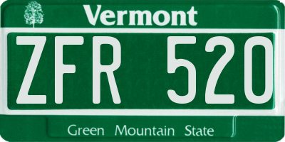 VT license plate ZFR520
