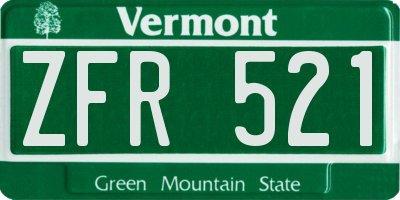 VT license plate ZFR521