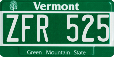 VT license plate ZFR525