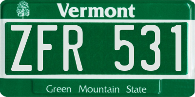 VT license plate ZFR531