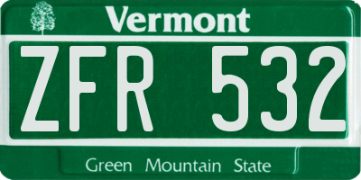 VT license plate ZFR532