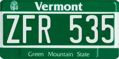 VT license plate ZFR535