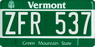 VT license plate ZFR537