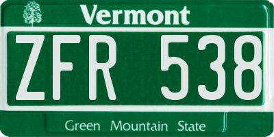 VT license plate ZFR538