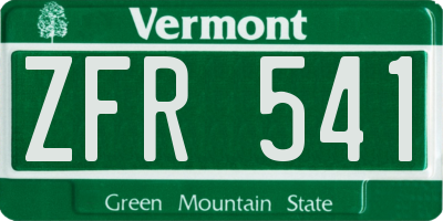 VT license plate ZFR541