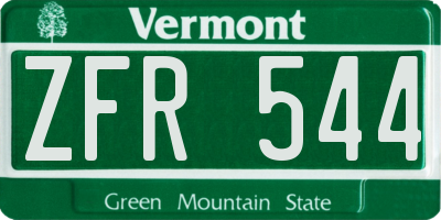 VT license plate ZFR544
