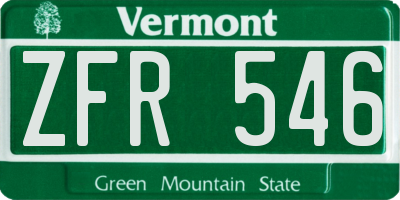 VT license plate ZFR546
