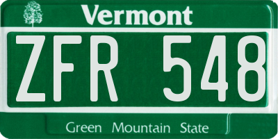 VT license plate ZFR548