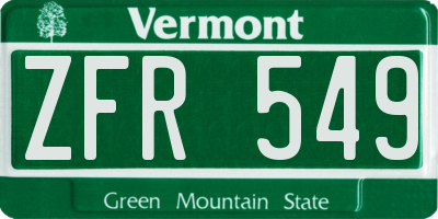 VT license plate ZFR549