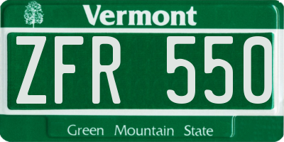 VT license plate ZFR550