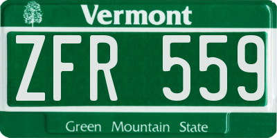 VT license plate ZFR559