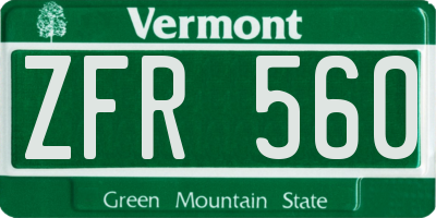 VT license plate ZFR560