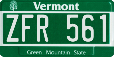 VT license plate ZFR561