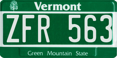 VT license plate ZFR563