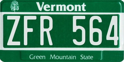 VT license plate ZFR564