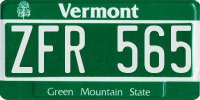 VT license plate ZFR565