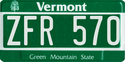 VT license plate ZFR570