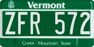 VT license plate ZFR572