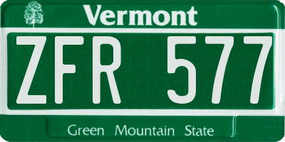 VT license plate ZFR577