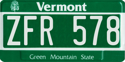 VT license plate ZFR578