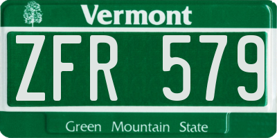 VT license plate ZFR579