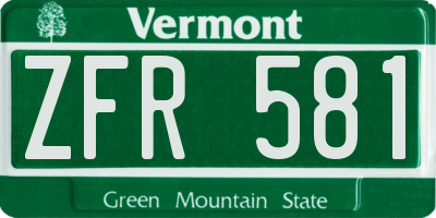 VT license plate ZFR581