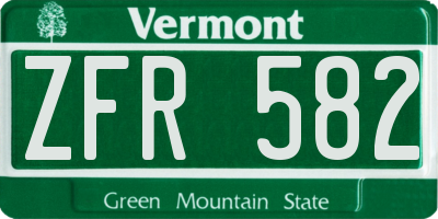 VT license plate ZFR582