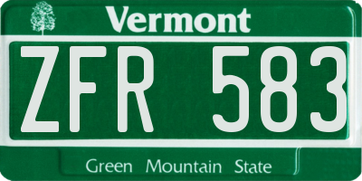VT license plate ZFR583
