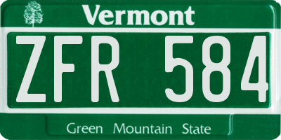 VT license plate ZFR584