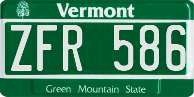 VT license plate ZFR586