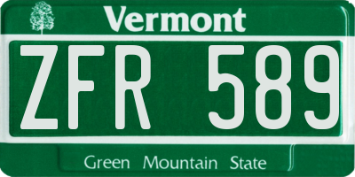 VT license plate ZFR589