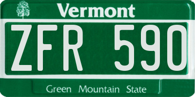 VT license plate ZFR590